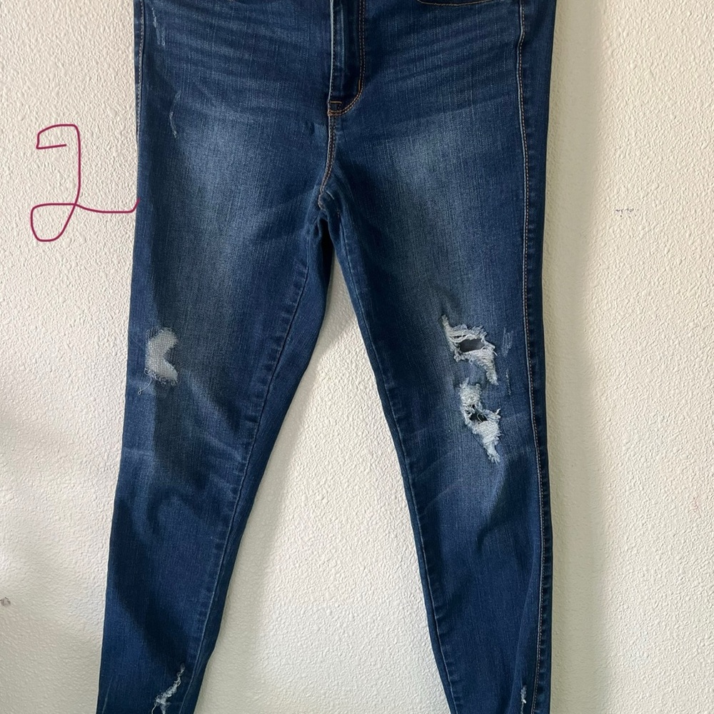 Aeropostale Dark Blue Distressed Skinny Jeans